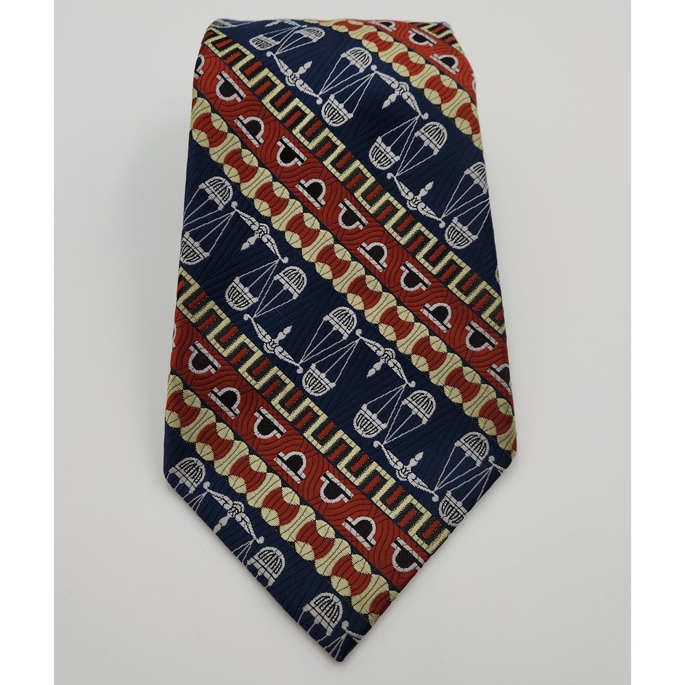 King's Lynn Libra Neck Tie Men One Size Multicolor Printed‎ Silk Formal Classic